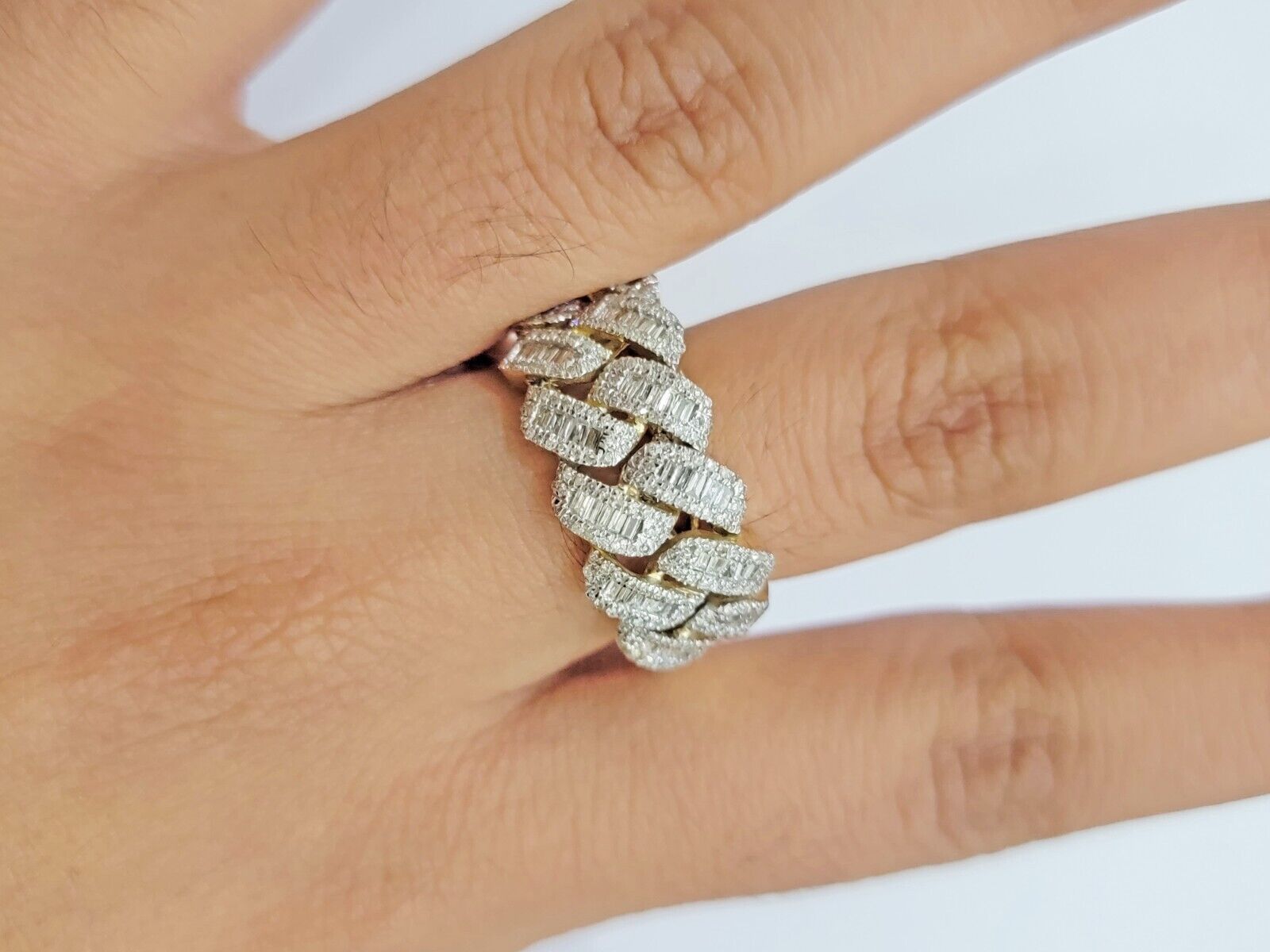 Real 10k Yellow Gold Diamond Mens Ring Cuban Link 0.78CT Natural Diamond SIZE 10 - GoldenlinQ